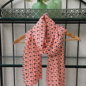 JCrew Salmon, Navy and White Scarf